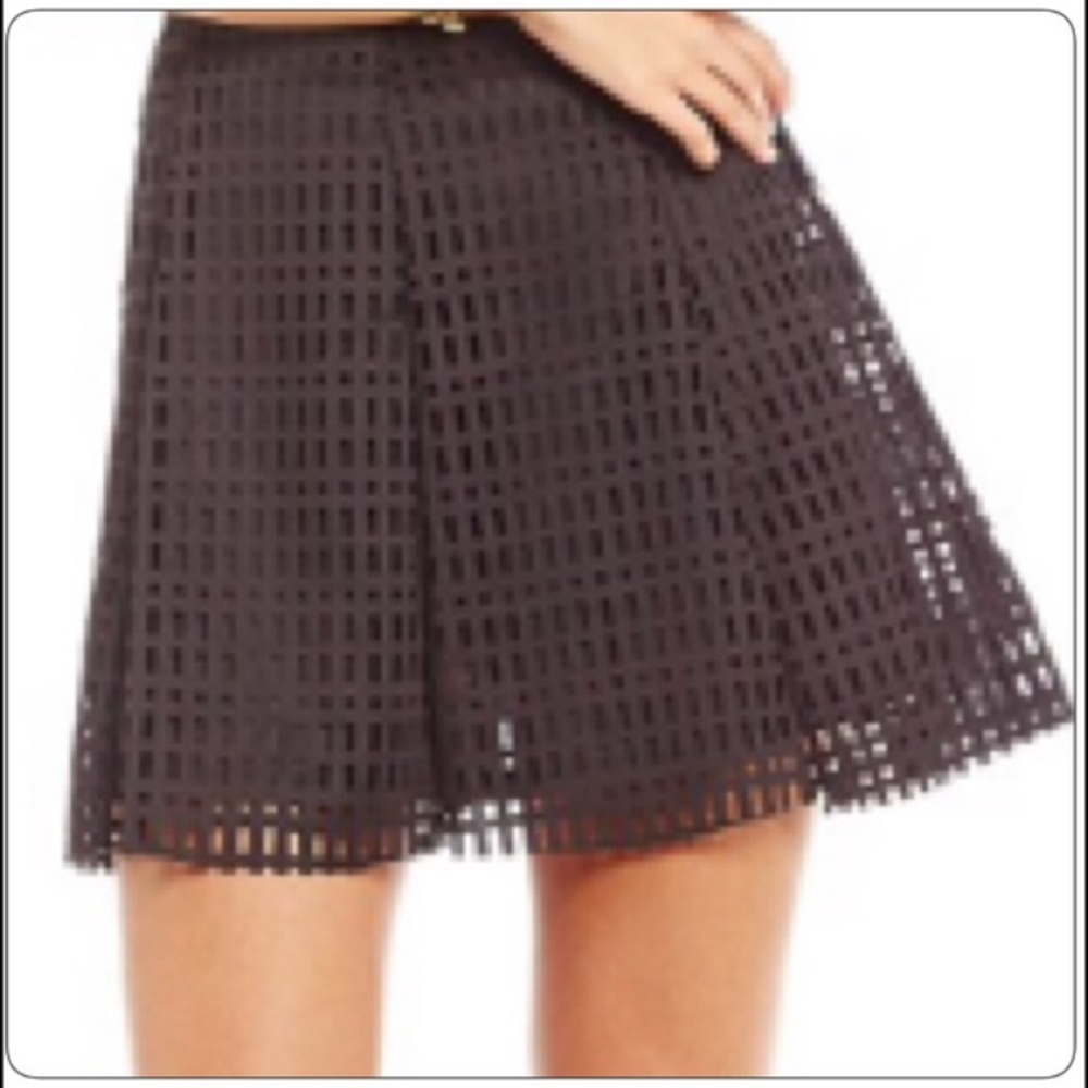 Jolt Black Laser Cut Design Mini Skirt Size M